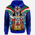Warriors Rugby Custom Anzac Hoodie - Remembrance Warriors With Maori Mask And Aboriginal Patterns (Home and Away) LT10