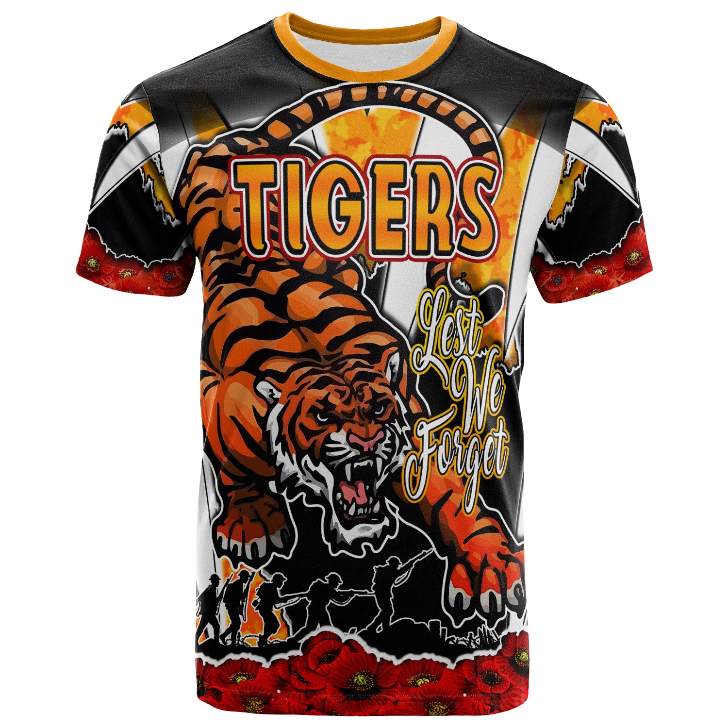 tigers-rugby-t-shirt-custom-tigers-lest-we-forget-and-poppies-t-shirt