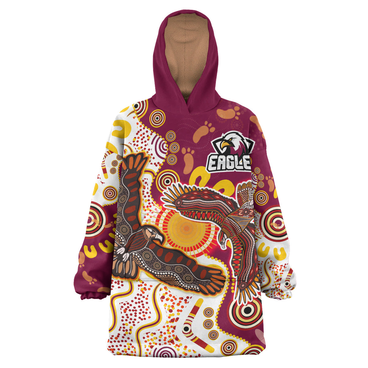 manly-sea-eagles-aboriginal-rugby-snug-hoodie-custom-double-sea-eagles-with-tribal-sun-and-footprints-oodie-blanket