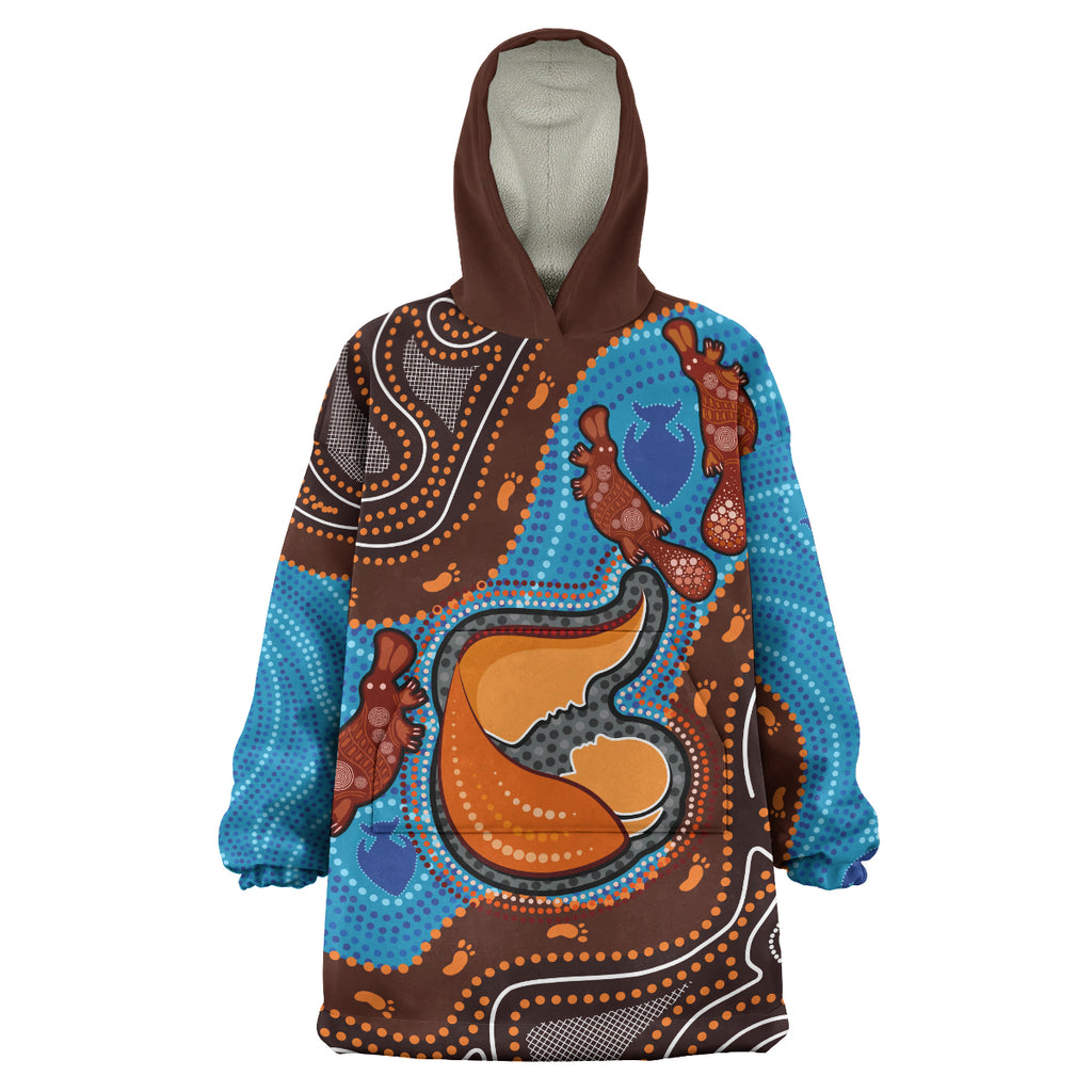 australia-custom-wearable-blanket-hoodie-aboriginal-inspired-mother-and-son-platypus-art-land-and-river-concept-wearable-blanket-hoodie