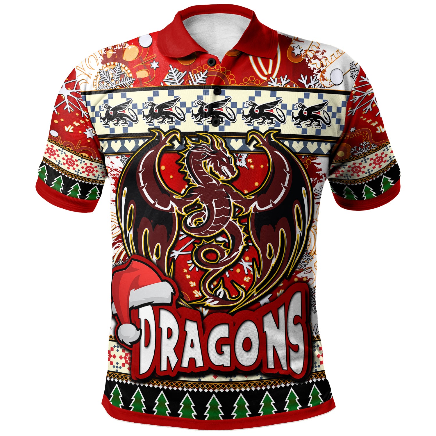 st-george-rugby-christmas-polo-shirt-custom-xmas-dragon-christmas-balls-snowflake-with-aboriginal-patterns-polo-shirt
