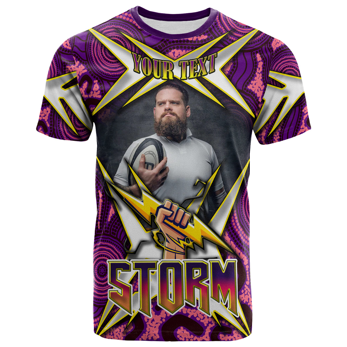 storm-rugby-t-shirt-personalised-photo-storm-hand-thunder-with-aboriginal-pattern-t-shirt