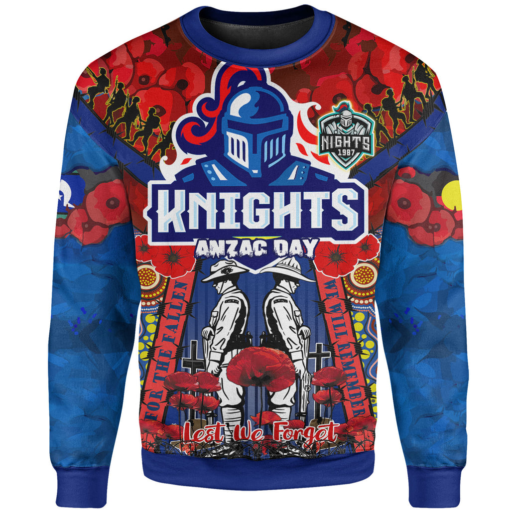 knights-rugby-anzac-watercolour-sweatshirt-custom-remembrance-indigenous-newcastle-knights-with-poppy-flower-sweatshirt