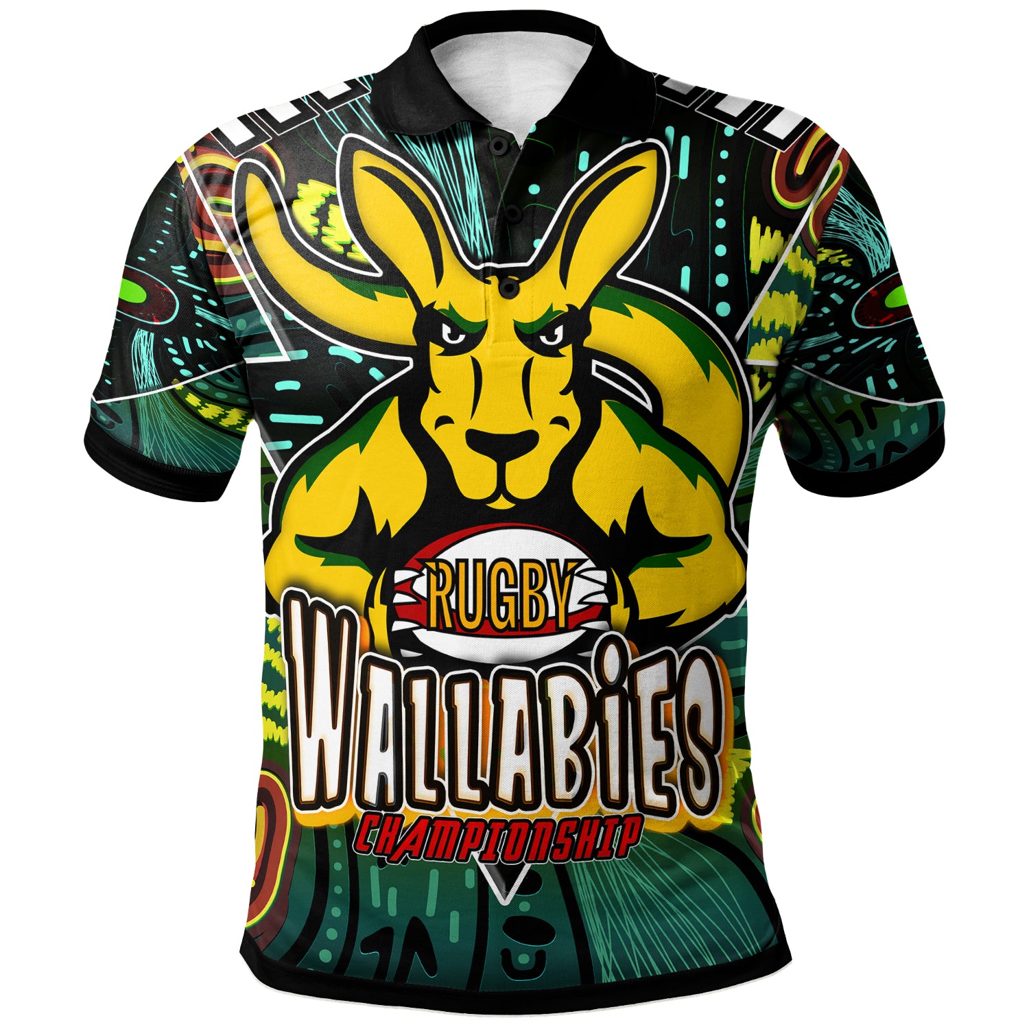 wallabies-rugby-polo-shirt-custom-kangaroo-rugby-championship-sport-aboriginal-culture-personalised-player-and-number-polo-shirt