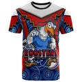 roosters-rugby-t-shirt-custom-rooster-with-rugby-ball-aboriginal-dot-painting-personalised-player-and-number-t-shirt