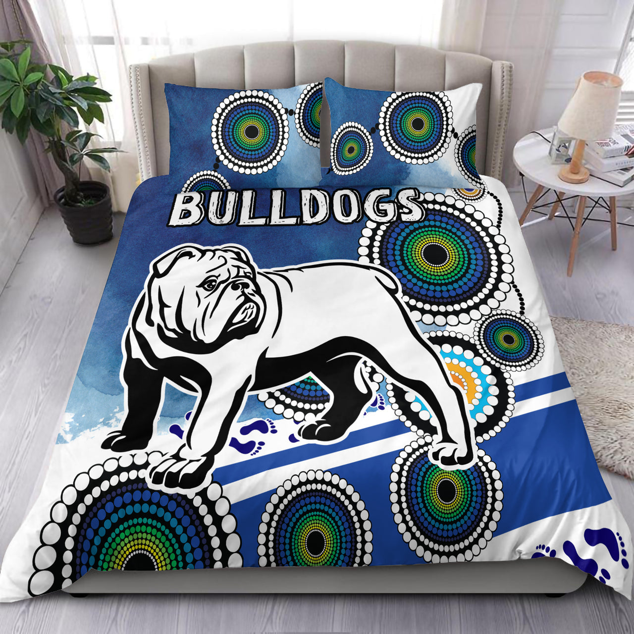 bulldogs-rugby-bedding-set-custom-indigenous-bulldogs-bedding-set