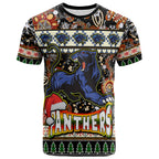 panthers-rugby-christmas-t-shirt-custom-xmas-panthers-christmas-balls-snowflake-with-aboriginal-patterns-t-shirt