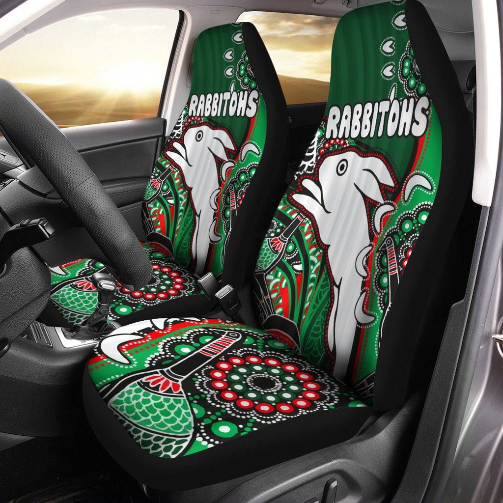 south-sydney-rabbitohs-rugby-custom-car-seat-cover-indigenous-dreaming-rabbitohs