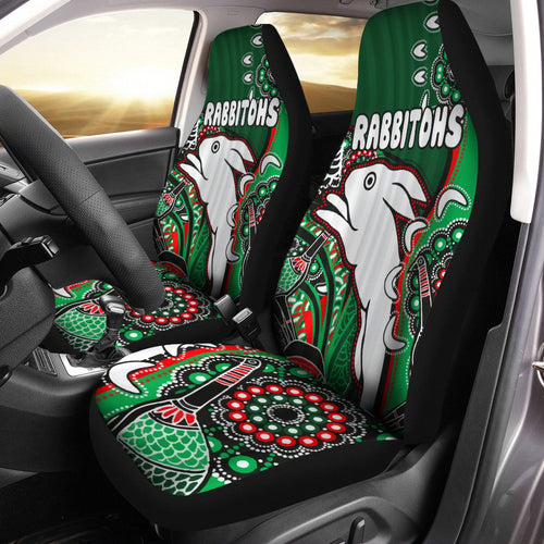south-sydney-rabbitohs-rugby-custom-car-seat-cover-indigenous-dreaming-rabbitohs