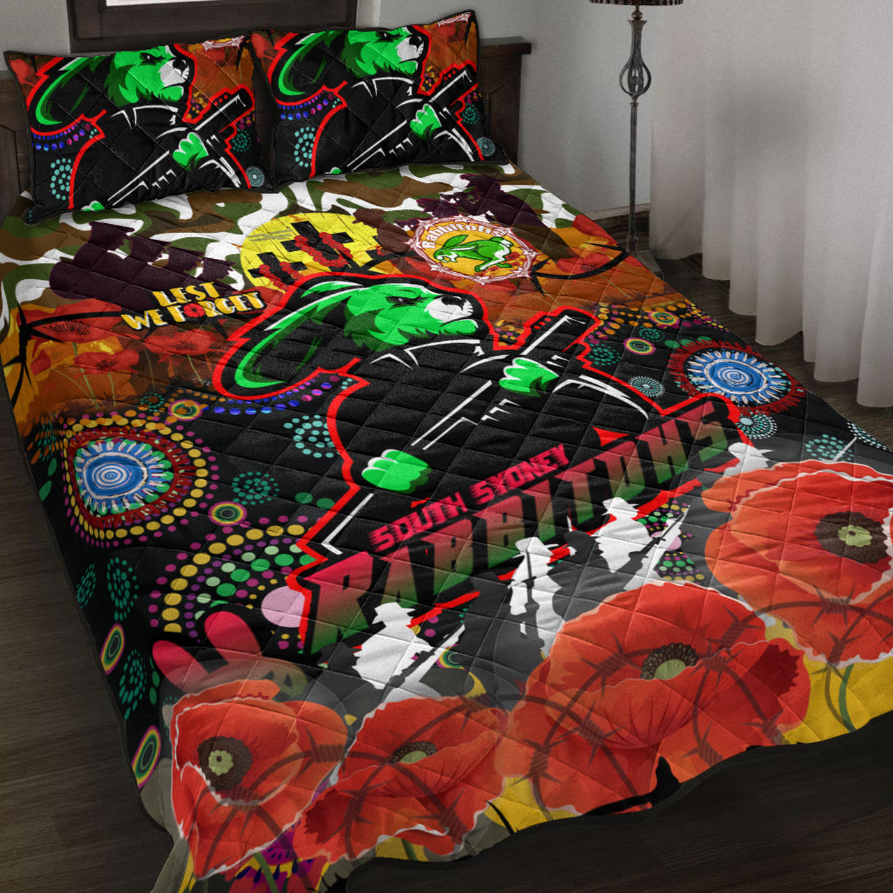 rabbitohs-rugby-custom-camouflage-anzac-poppy-quilt-bed-set-souths-anzac-lest-we-forget-spirit