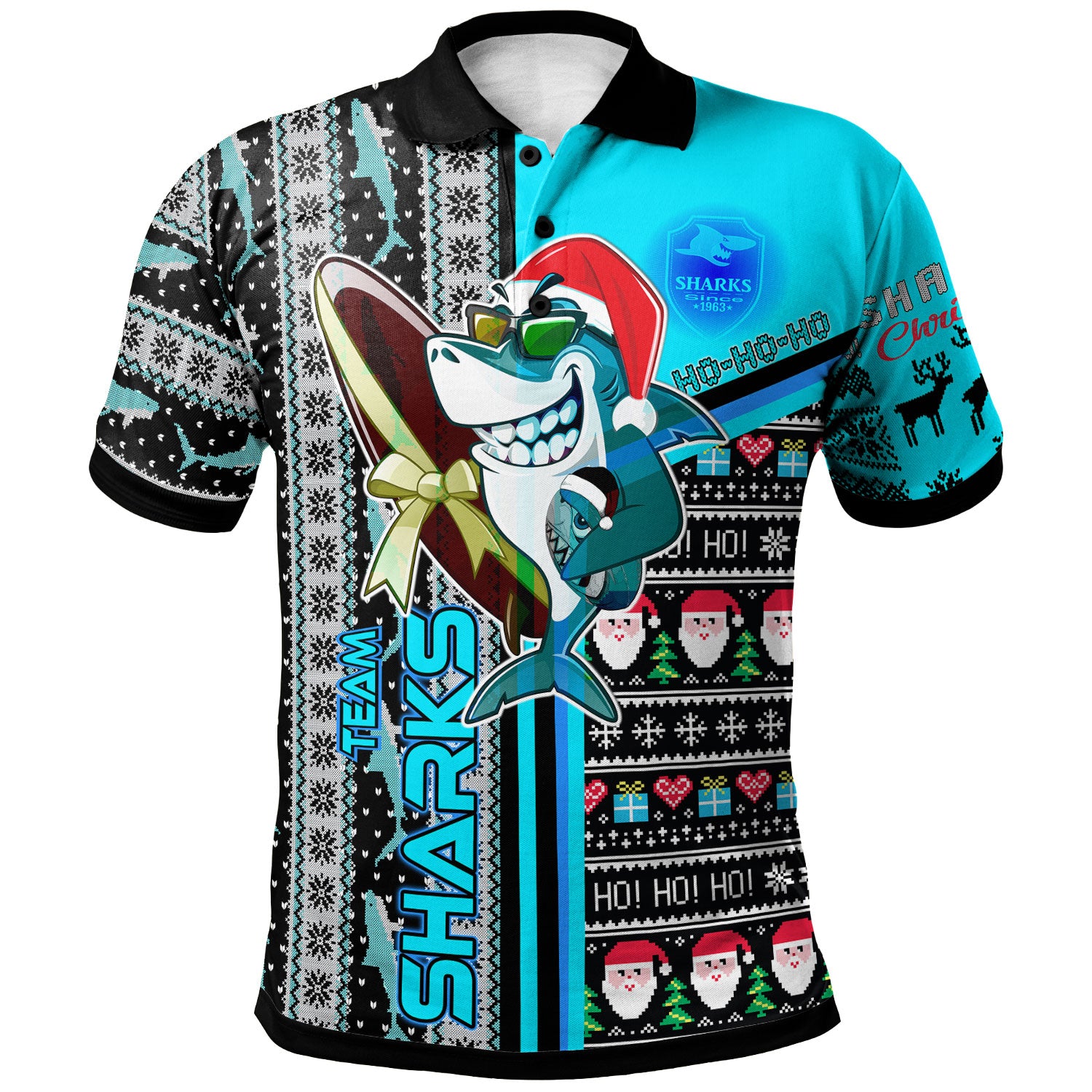 sharks-rugby-polo-shirt-custom-sharks-christmas-with-snowflakes-ho-ho-ho-polo-shirt