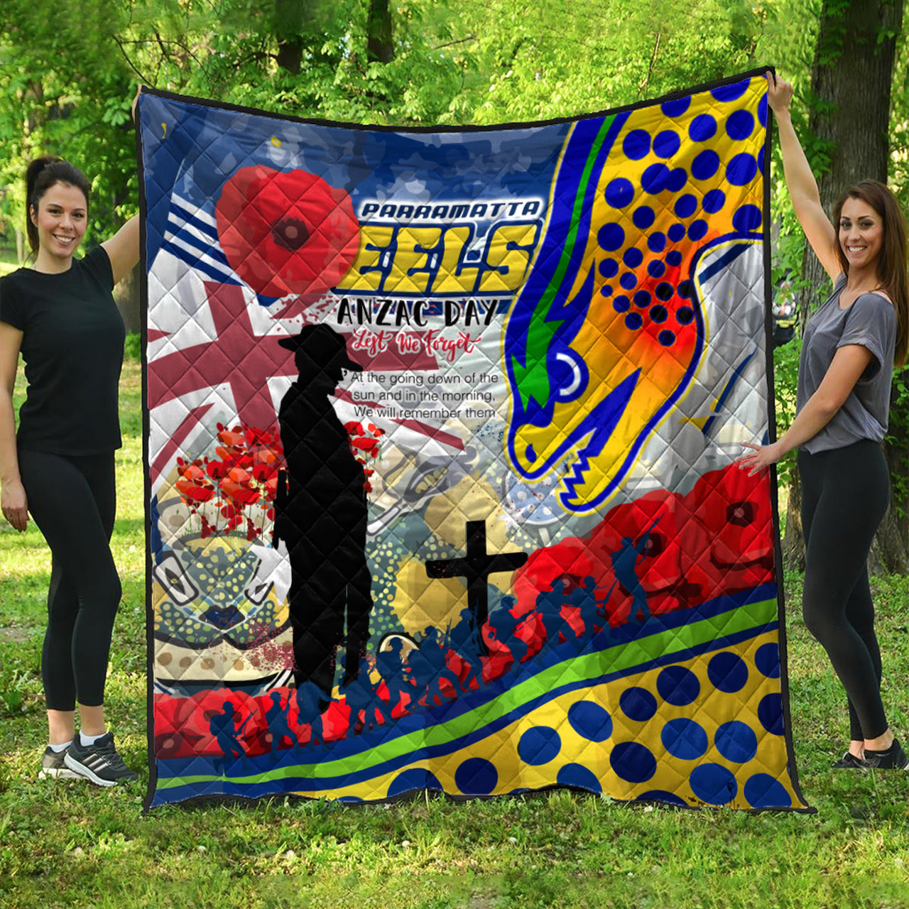 eels-rugby-australia-anzac-day-lest-we-forget-custom-quilt-remembrance-eels-with-anzac-poppy-watercolour-style