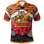 tigers-rugby-polo-shirt-aboriginal-aboriginal-tiger-skin-texture-anzac-day-tiger-with-poppy-polo-shirt