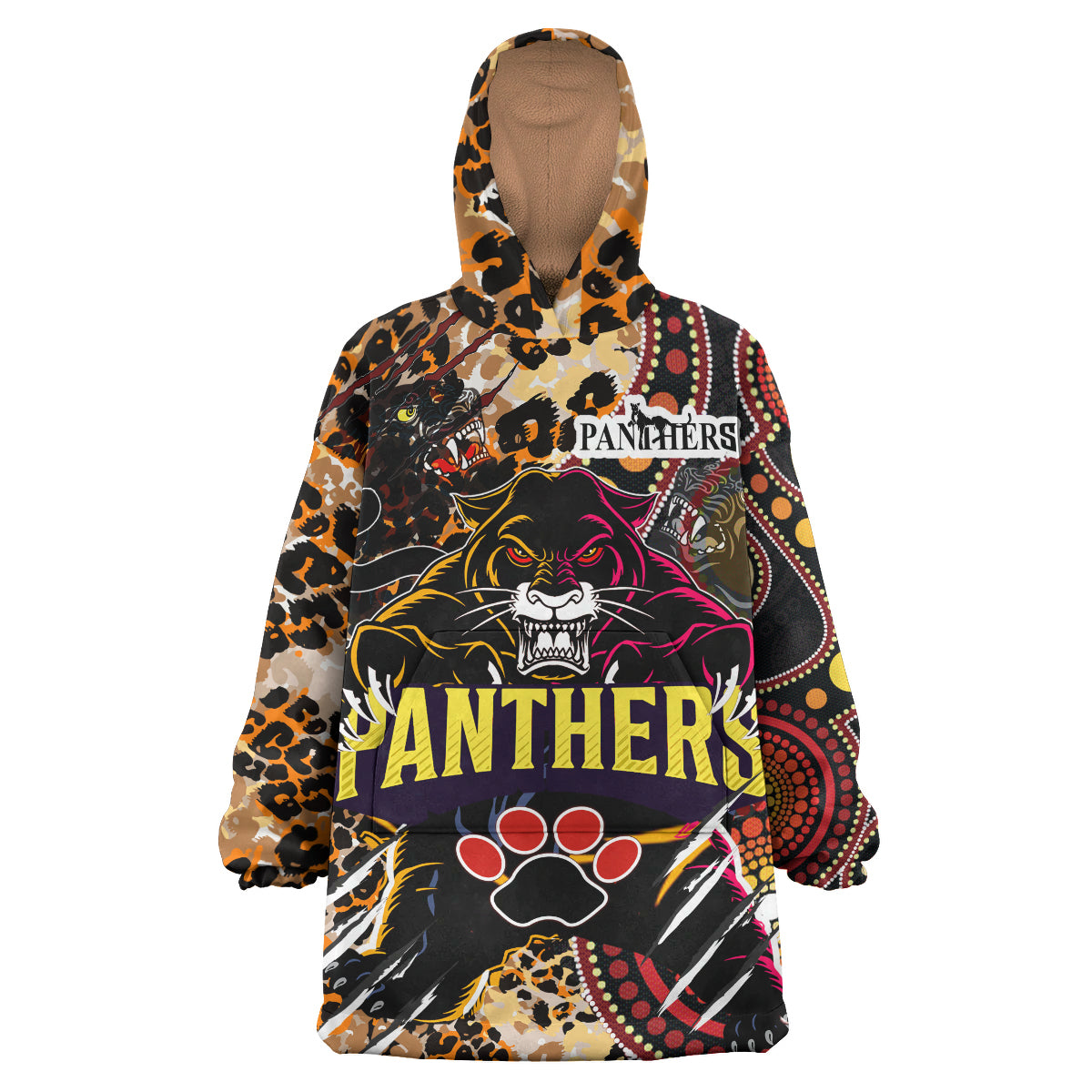 panthers-rugby-league-football-club-snug-hoodie-the-indigenous-wild-black-penrith-panthers-scratch-style-oodie-blanket