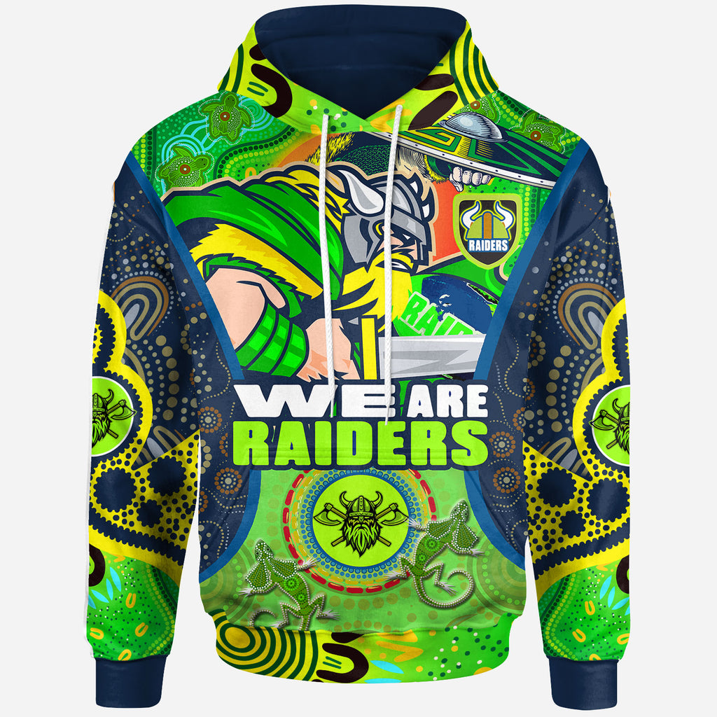 raiders-rugby-hoodie-custom-we-are-raiders-mascot-with-aboriginal-art-hoodie