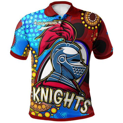 knights-rugby-polo-shirt-custom-knights-ball-australian-aboriginal-painting-personalised-player-and-number-polo-shirt