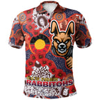 rabbitohs-rugby-polo-shirt-custom-anzac-south-sydney-rabbitohs-with-aboriginal-poppy-flowers-polo-shirt