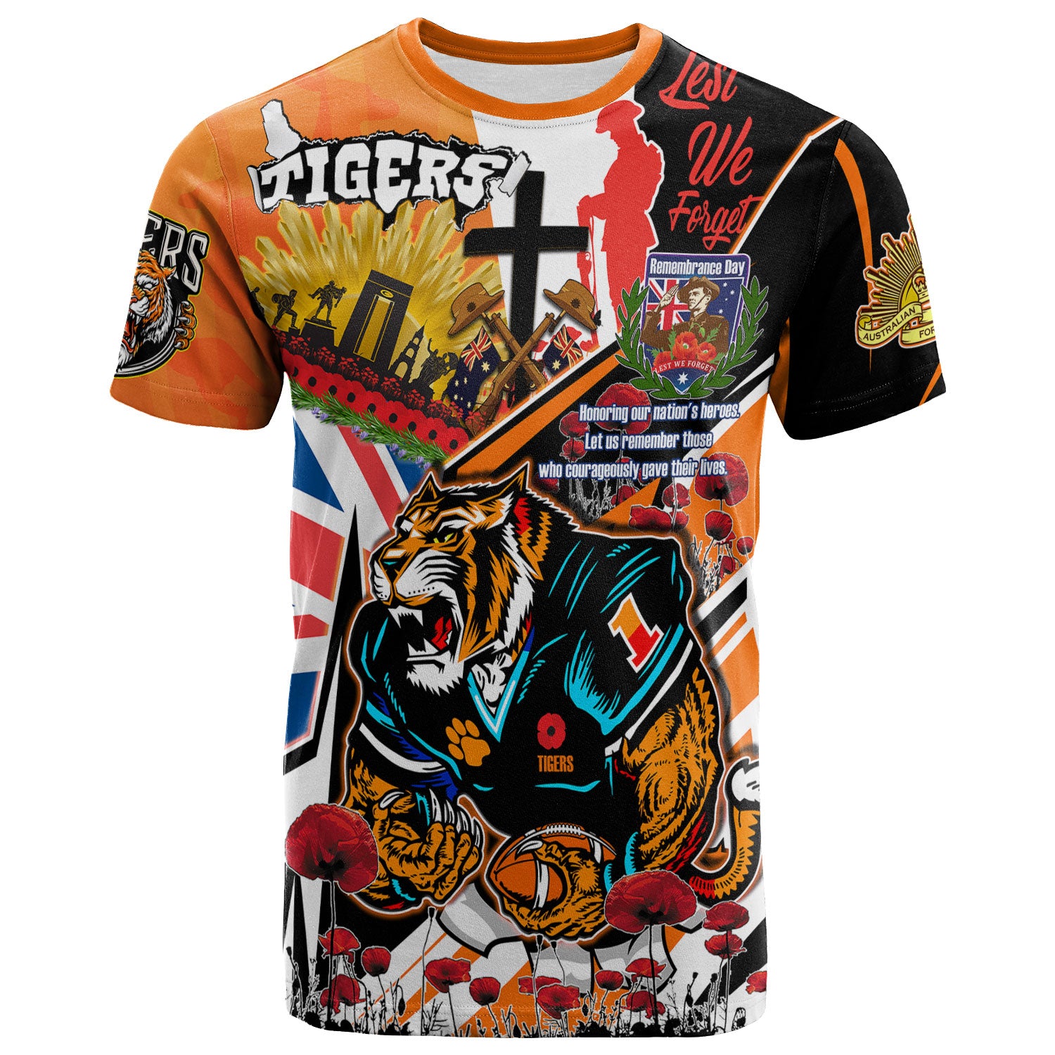 tigers-rugby-t-shirt-custom-remembrance-tigers-rampage-squad-anzac-quote-with-poppy-and-rosemary-t-shirt