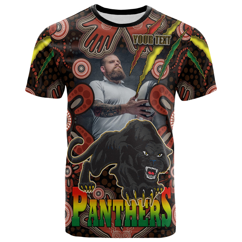 panthers-rugby-t-shirt-personalised-photo-panther-with-aboriginal-dot-design-background-t-shirt