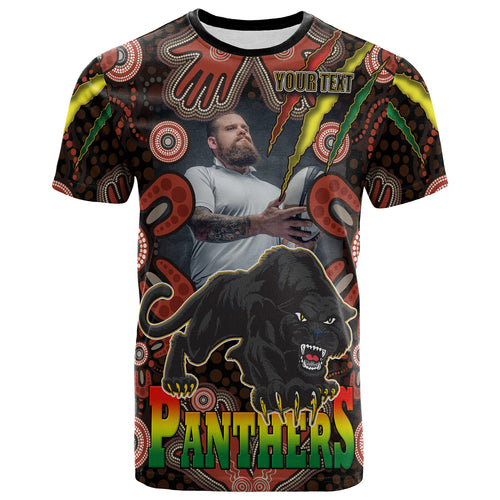 panthers-rugby-t-shirt-personalised-photo-panther-with-aboriginal-dot-design-background-t-shirt