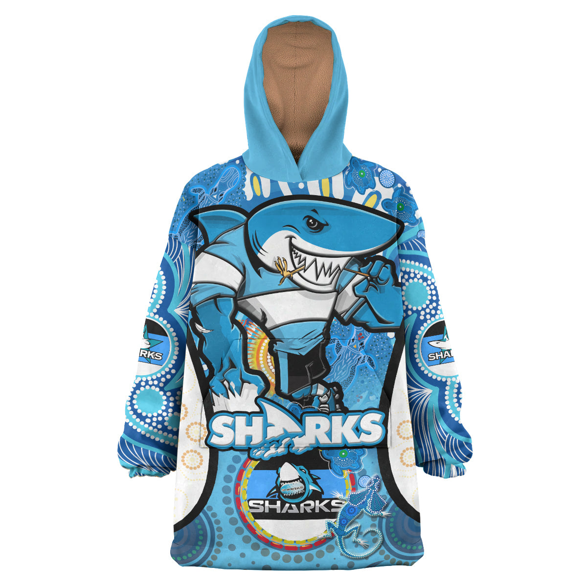 sharks-rugby-snug-hoodie-custom-sharkies-mascot-with-aboriginal-art-personalised-player-and-number-oodie-blanket