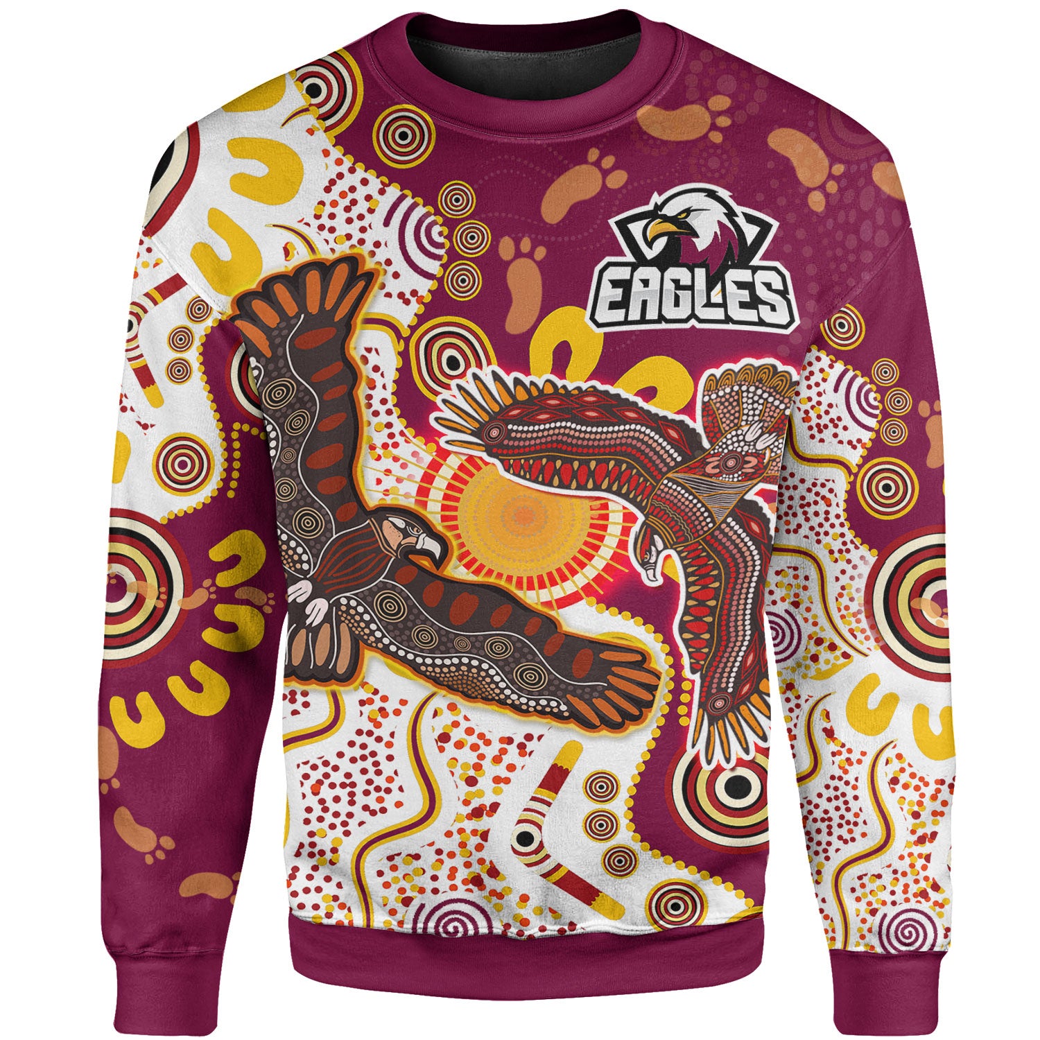 sea-eagles-aboriginal-rugby-sweatshirt-custom-double-sea-eagles-with-tribal-sun-and-footprints-sweatshirt
