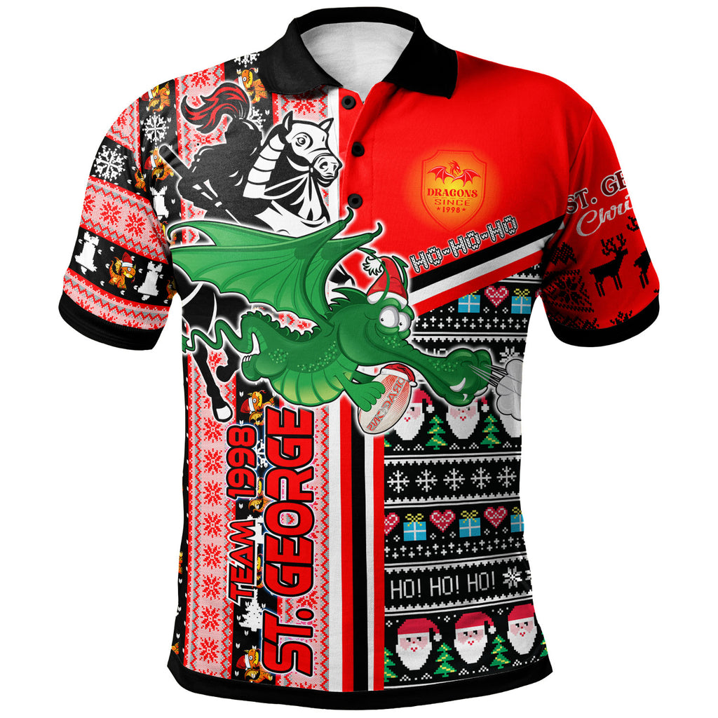 st-george-rugby-christmas-polo-shirt-custom-st-george-xmas-green-dragon-with-snowflakes-and-rugby-ball-polo-shirt