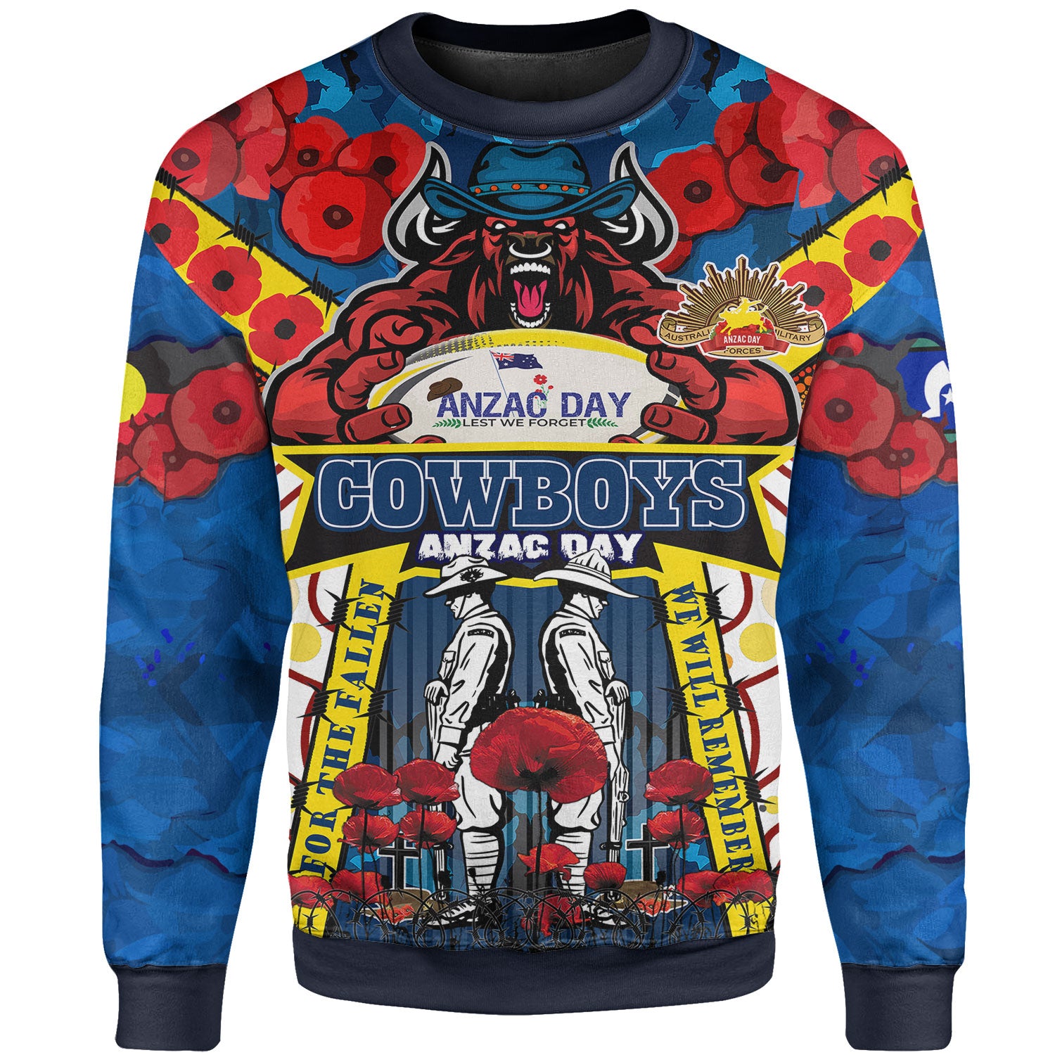 cowboys-rugby-anzac-sweatshirt-custom-remembrance-cowboys-with-rugby-ball-and-poppy-flower-sweatshirt