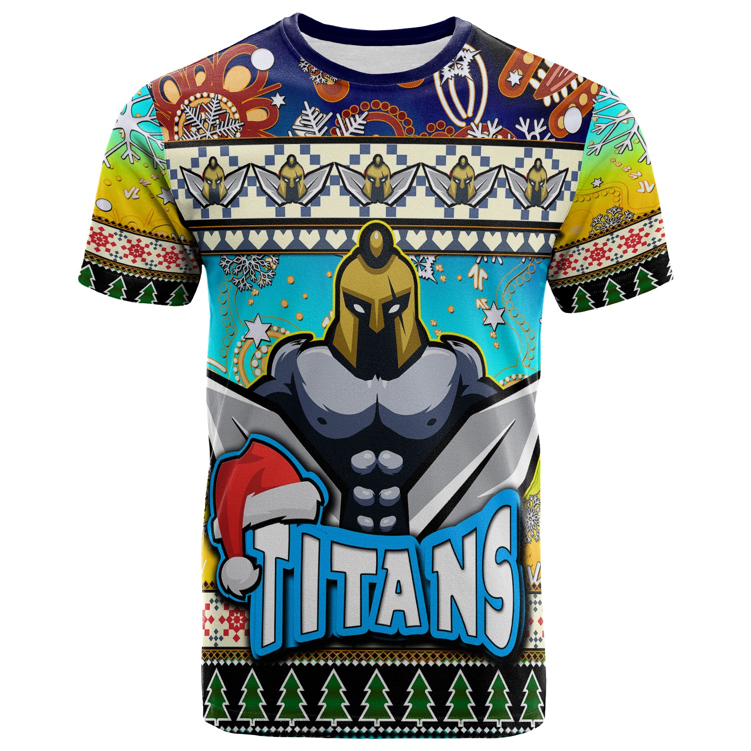 titans-rugby-christmas-t-shirt-custom-xmas-titans-christmas-balls-snowflake-with-aboriginal-patterns-t-shirt