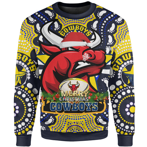 cowboys-rugby-christmas-sweatshirt-custom-merry-christmas-cowboys-aboriginal-dot-art-painting-footprints-sweatshirt