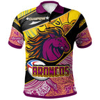 broncos-rugby-polo-shirt-custom-broncos-horse-rugby-with-aboriginal-dot-painting-personalised-player-and-number-polo-shirt