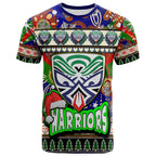 warriors-rugby-christmas-t-shirt-custom-xmas-warriors-christmas-balls-snowflake-with-aboriginal-patterns-t-shirt