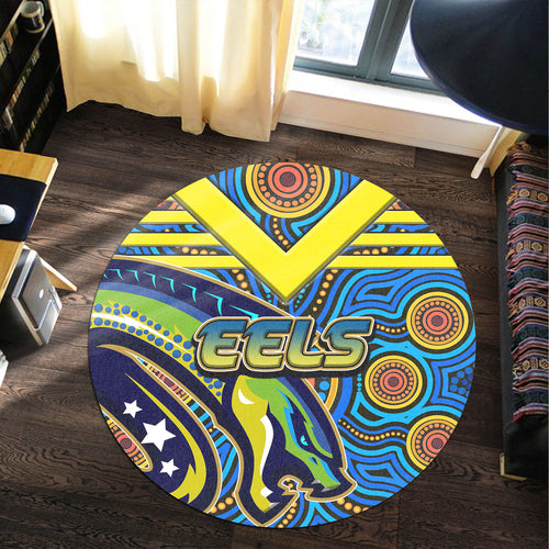 eels-rugby-round-rug-electric-eel-with-aboriginal-patterns-round-rug