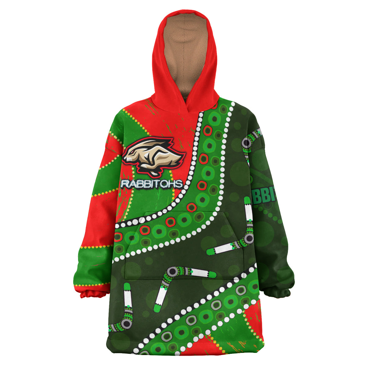 rabbitohs-aboriginal-rugby-snug-hoodie-the-indigenous-bunniess-army-with-aboriginal-culture-oodie-blanket