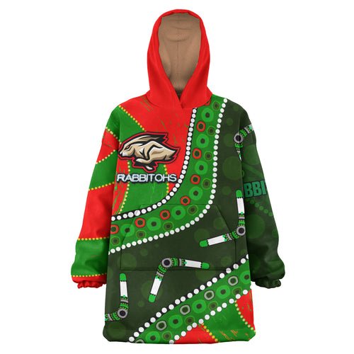 rabbitohs-aboriginal-rugby-snug-hoodie-the-indigenous-bunniess-army-with-aboriginal-culture-oodie-blanket