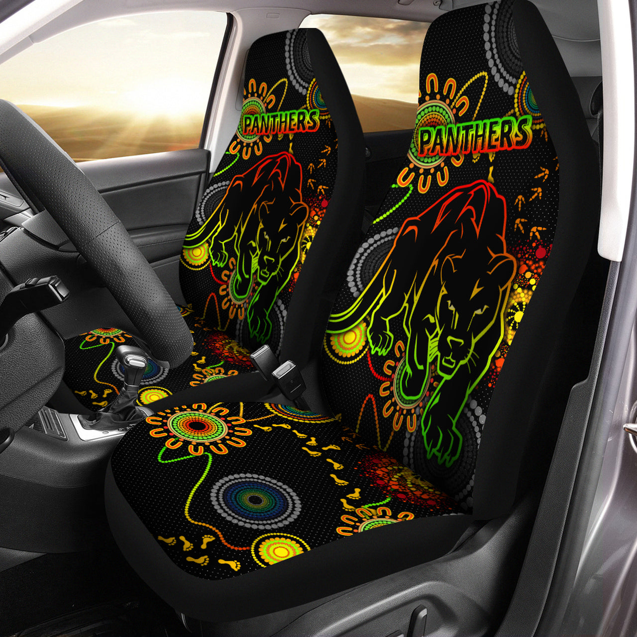 panthers-rugby-car-seat-cover-custom-indigenous-black-panthers-car-seat-cover