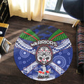 warriors-rugby-round-rug-aboriginal-dot-art-anzac-day-warriors-with-poppy-flower-patterns-round-rug