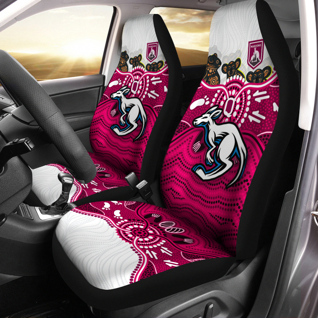 maroons-rugby-aboriginal-custom-car-seat-cover-the-cane-toads-with-indigenous-koala
