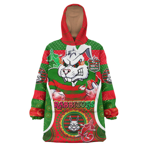 rabbitohs-rugby-snug-hoodie-custom-angry-rabbitohs-100-south-personalised-player-and-number-aboriginal-pride-oodie-blanket