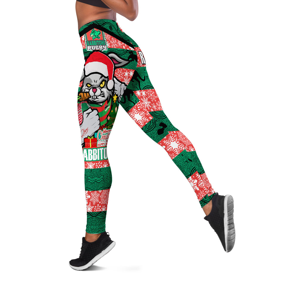 rabbitohs-christmas-rugby-leggings-merry-christmas-super-rabbitohs-with-rugby-ball-and-aboriginal-patterns-leggings