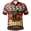 maroons-rugby-christmas-polo-shirt-custom-xmas-maroons-christmas-balls-snowflake-with-aboriginal-patterns-polo-shirt