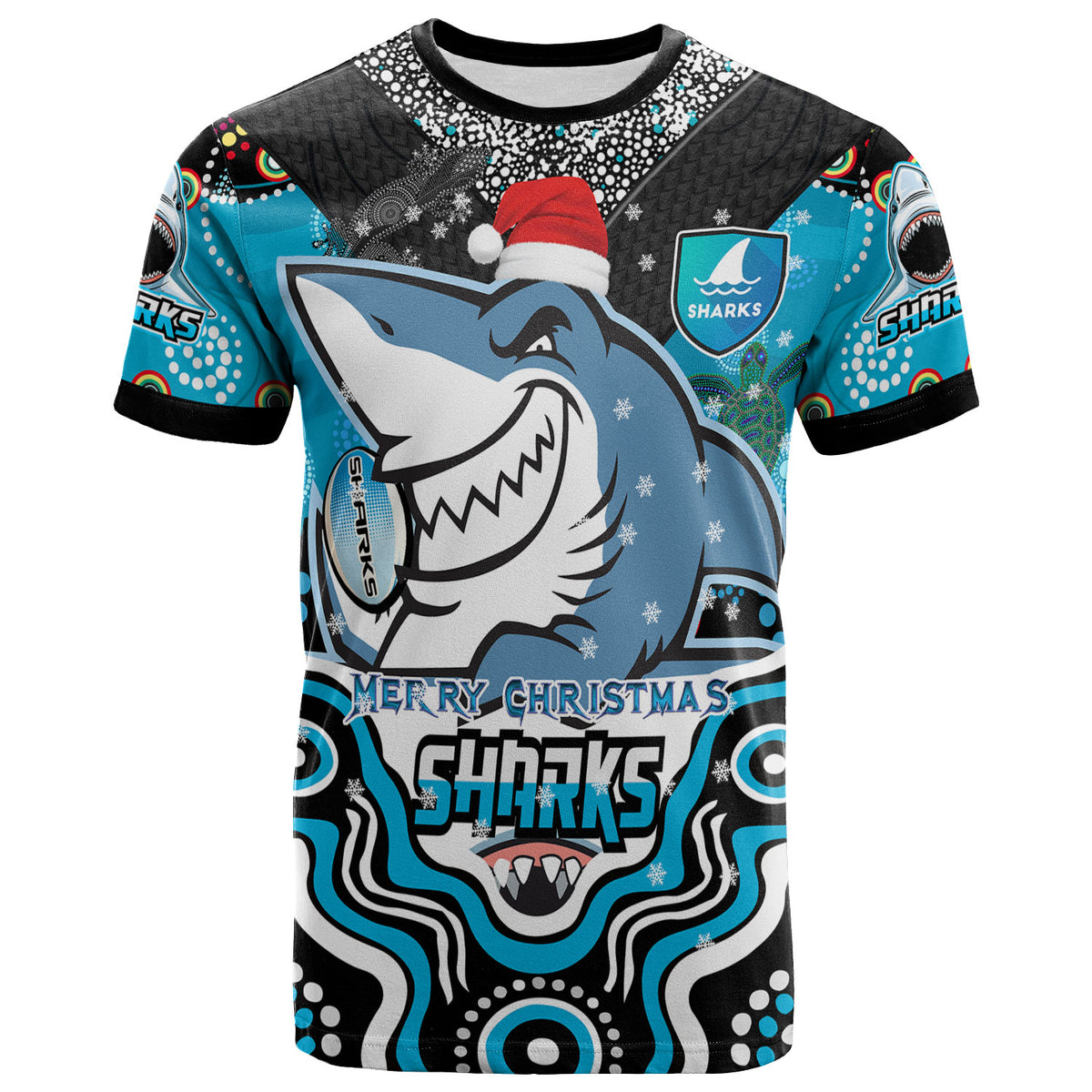 sharks-rugby-christmas-t-shirt-custom-christmas-super-sharks-indigenous-t-shirt