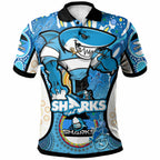 sharks-rugby-polo-shirt-custom-sharkies-mascot-with-aboriginal-art-personalised-player-and-number-polo-shirt