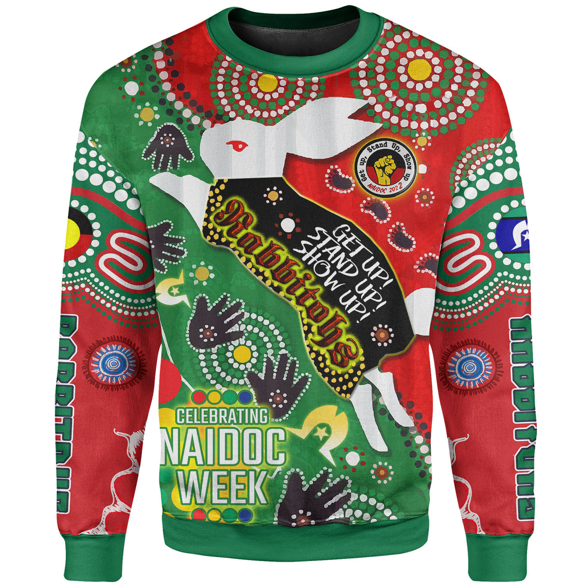 rabbitohs-rugby-watercolour-sweatshirt-naidoc-week-custom-rabbitohs-getting-up-standing-up-showing-up-sweatshirt