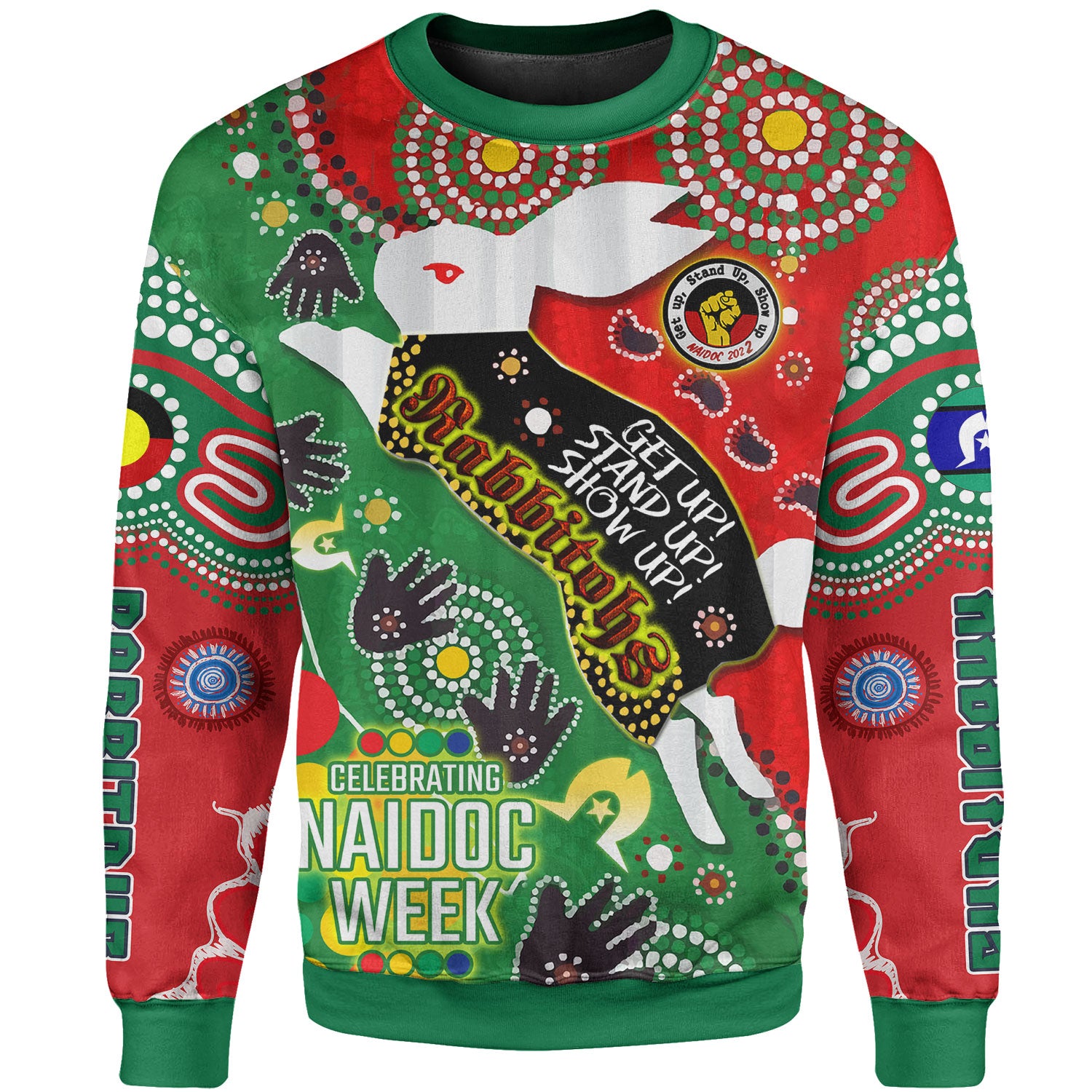 rabbitohs-rugby-watercolour-sweatshirt-naidoc-week-custom-rabbitohs-getting-up-standing-up-showing-up-sweatshirt