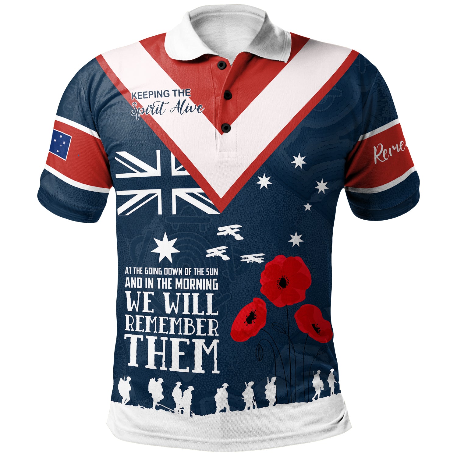 australia-sydney-anzac-custom-polo-shirt-blue-keeping-the-spirit-alive-polo-shirt