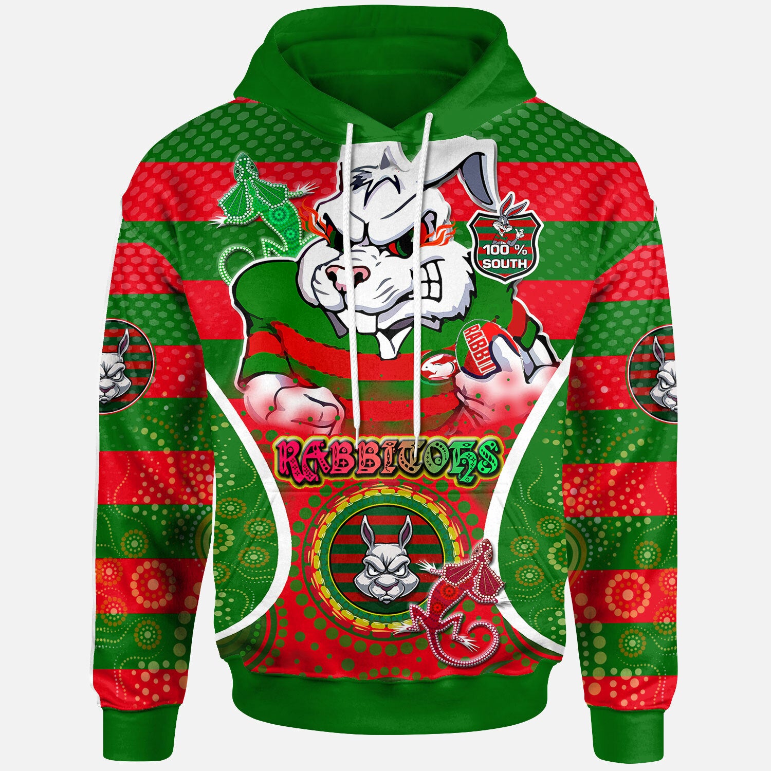 rabbitohs-rugby-hoodie-custom-angry-rabbitohs-100-south-personalised-player-and-number-aboriginal-pride-hoodie