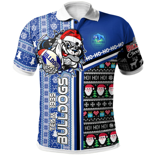 bulldogs-rugby-christmas-polo-shirt-custom-scratch-bulldogs-christmas-with-snowflakes-ho-ho-ho-polo-shirt