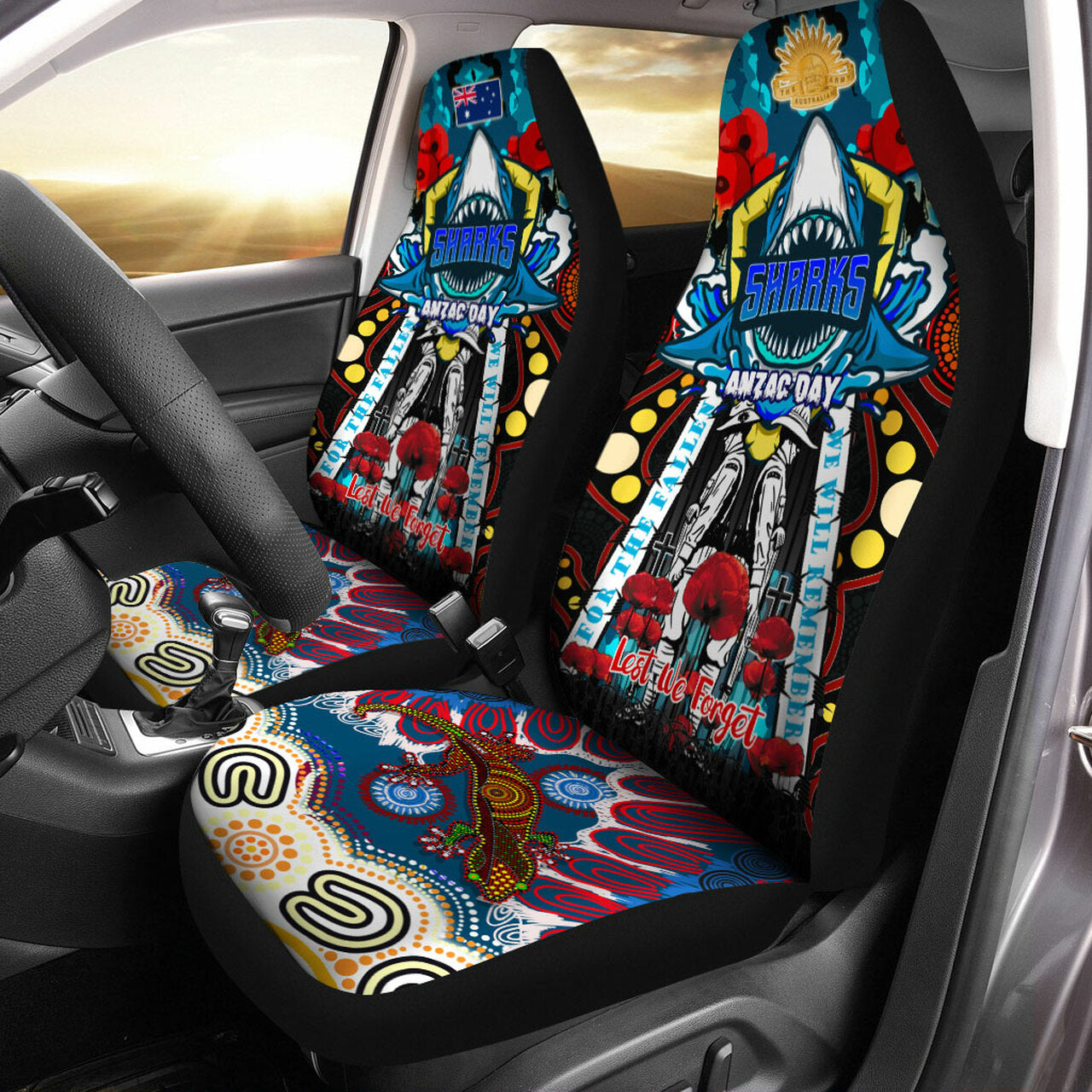 sharks-rugby-anzac-day-watercolour-custom-car-seat-covers-remembrance-cronulla-sutherland-sharks-with-poppy-flower