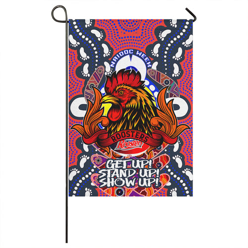 rooters-rugby-custom-flag-sydney-roosters-naidoc-week-celebrations-with-aboriginal-footprint-and-boomerang-flag